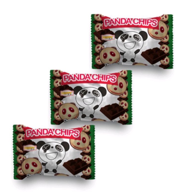 Biskuit Happy Time Choco Biscuit - Panda Chips Strawberry - Cokelat 8 gr By Crr