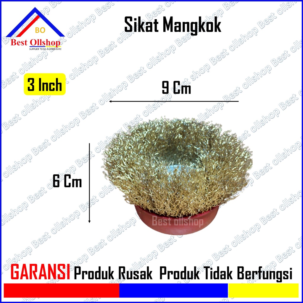 Sikat Kawat Mangkok Bulat Kuningan 3 Inch 9 Cm Sikat Gerinda Polishing Wheel Cup Brush