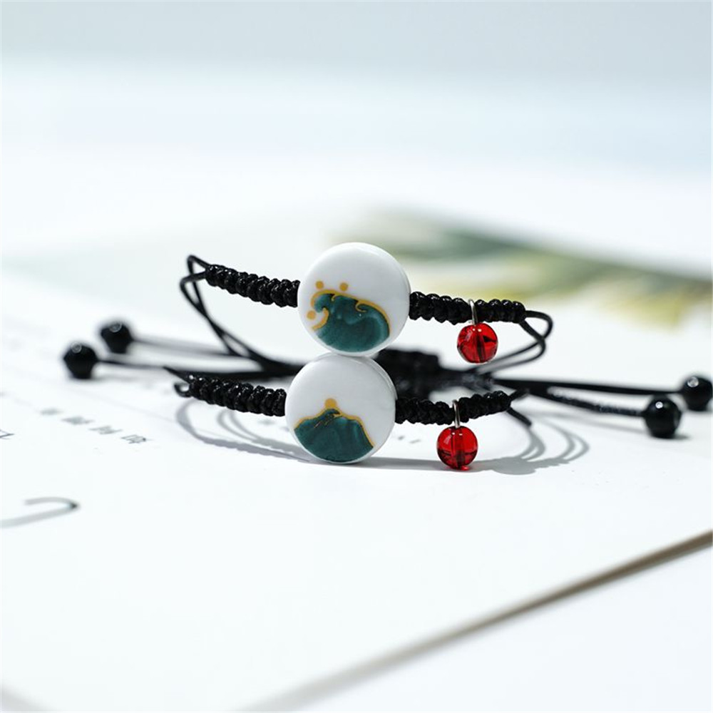 2Pcs Set Gelang Tali Magnet Pria Wanita Teman Pasangan Gadis Hitam Couple