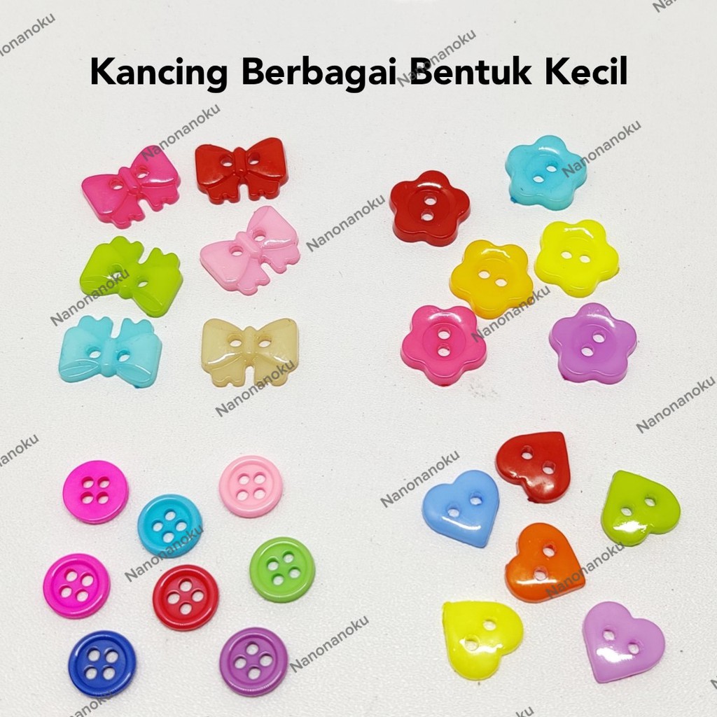 [100 pcs] Kancing Plastik Motif Bunga Love Buah DIY Craft Scrapbook