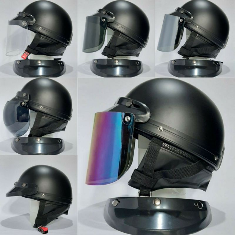 Helm Bogo Chip Hitam Doff kaca datar/Cembung