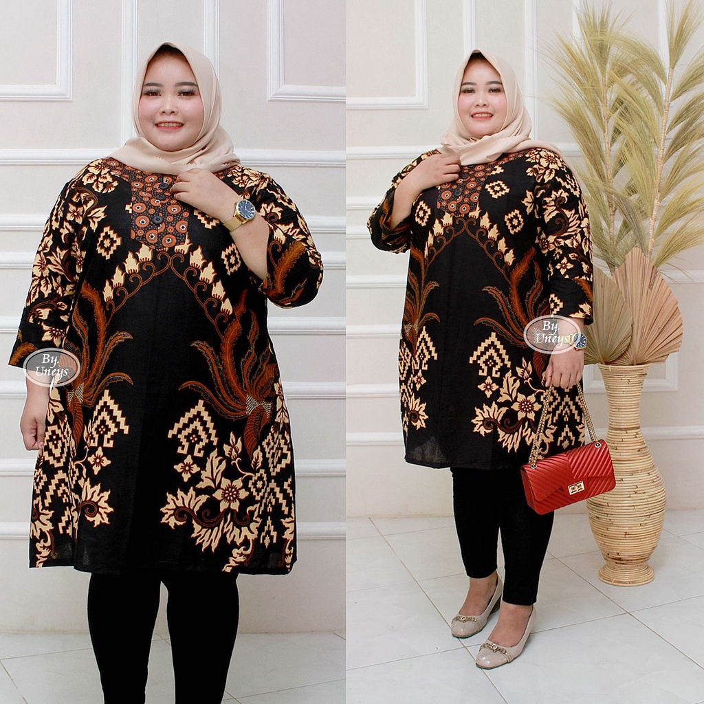 Tunik Batik Wanita Super Jumbo Big Size LD 140 / Atasan Baju Batik Kerja Kondangan Wanita Cewe Jumbo-O