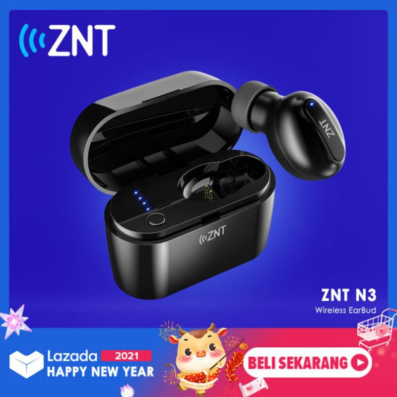 ZNT N3 BT 5.0 Earbuds Mono Wireless earbud dengan Tempat Pengisian Daya
