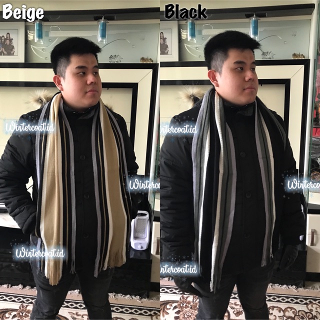 READY INDONESIA Syal Rajut Pria Men scarf winter cowok cashmere syal musim dingin panjang lipat