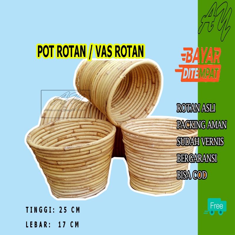POT BUNGA ROTAN / VAS BUNGA ROTAN / WADAH POT ROTAN