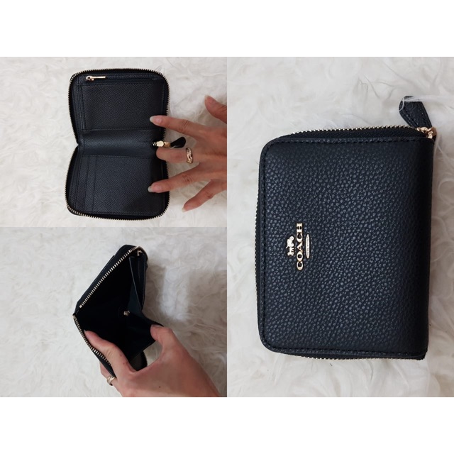 Dompet coach bifold zip black authentic 100%