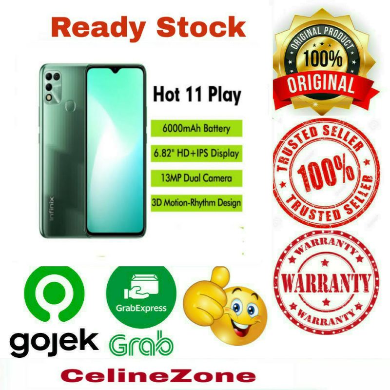 Hp Infinix Hot 10 play 4/64 4Gb 64Gb Garansi Resmi-Hot 11 Ply hijau