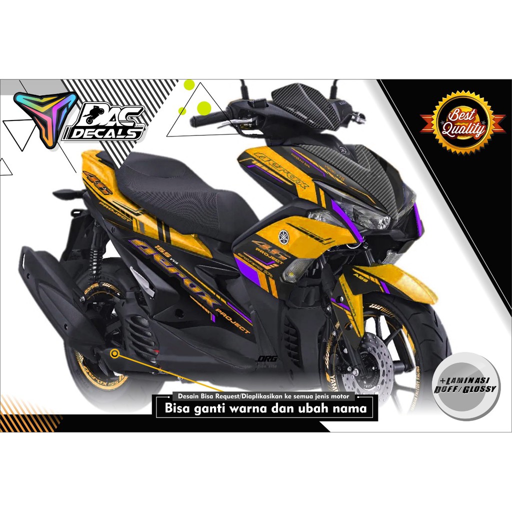 Sticker decal full body Yamaha Aerox Hitam Kuning 46 Rossi