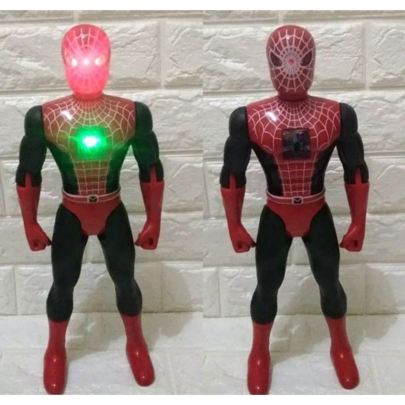 Mainan robot Spiderman nyala dan bersuara delengkapi lampu free batrai