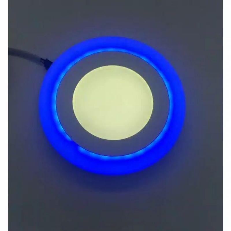 LAMPU LED PANEL BULAT 6W PUTIH+4W BIRU