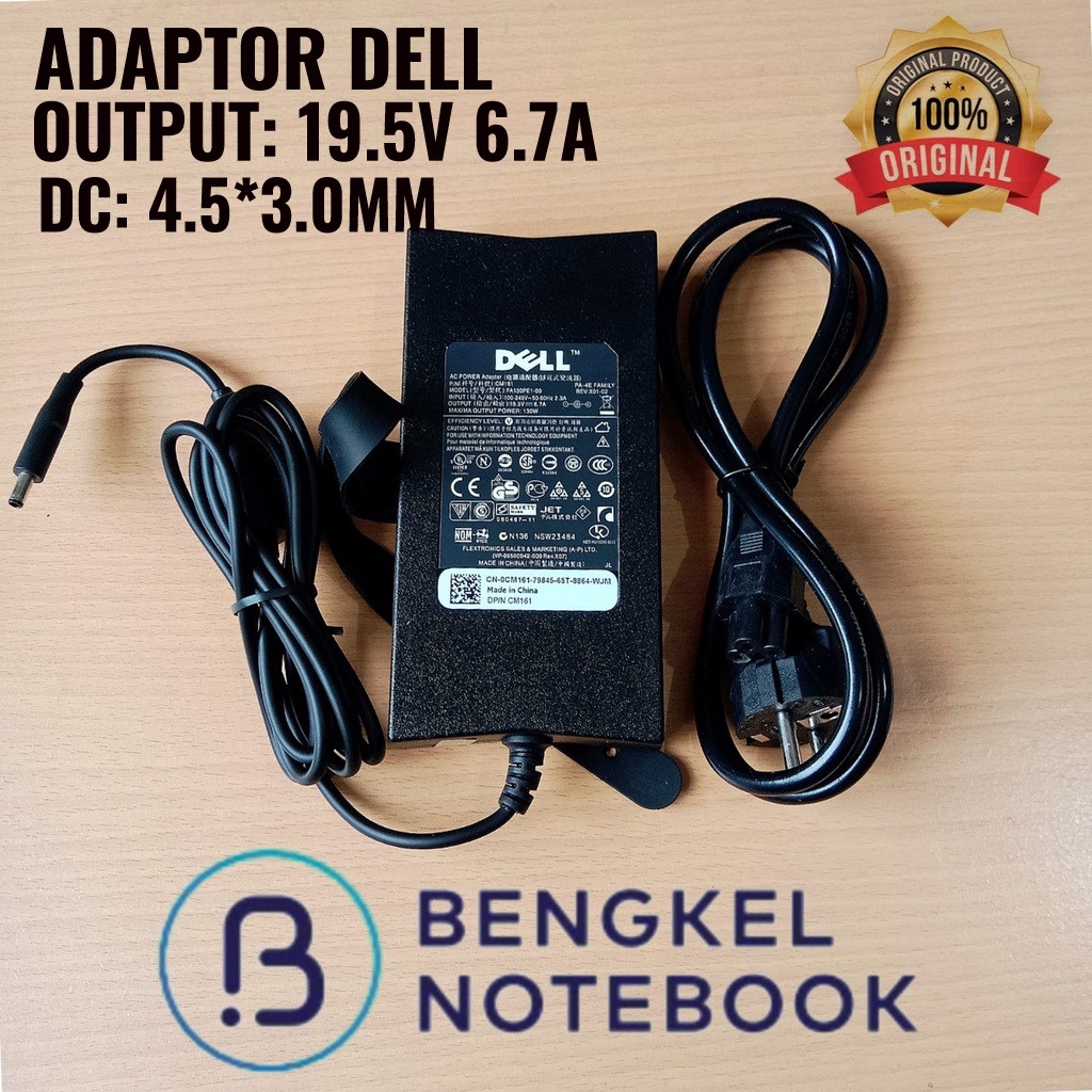 Adaptor Dell 19.5v 6.7A Original Jack Kecil Jarum 4530