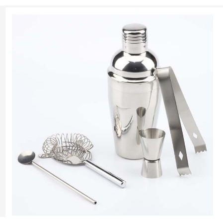 [Toserba_Emak] - OneTwoCups Bartender Drink Bar Set Cocktail Shaker Stainless Steel 5 in 1 - AY8837