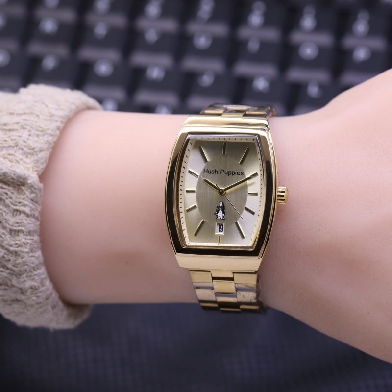 Jam Tangan Wanita Cewek Hush Puppies Rantai Oval Tanggal Aktif HP 2847
