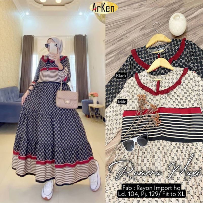 Rumera Maxy Ori Arken // Gamis Remaja Ld 104 Pj 129 // Midi Dress Terbaru Murah Katun Rayon Viscose