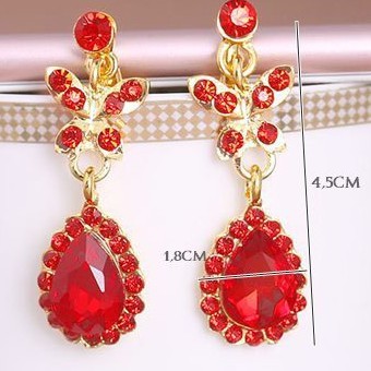 [READY STOCK] AKSESORIS WANITA ANTING PENGANTIN EARRING HOOK MERAH AAR002