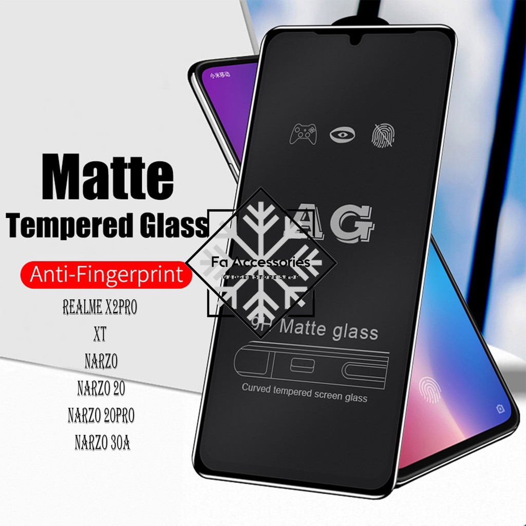 tempered matte glass realme x2 x2pro xt NARZO 20 20pro pro 30 30A 50A 50i PRIME i a anti gores glear anti minyak