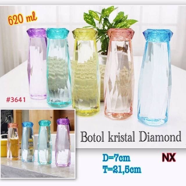 BOTOL KACA MINUM DIAMOND KRISTAL KAPASITAS 450ML BOTTLE IMPORT CRYSTAL [import.acc]