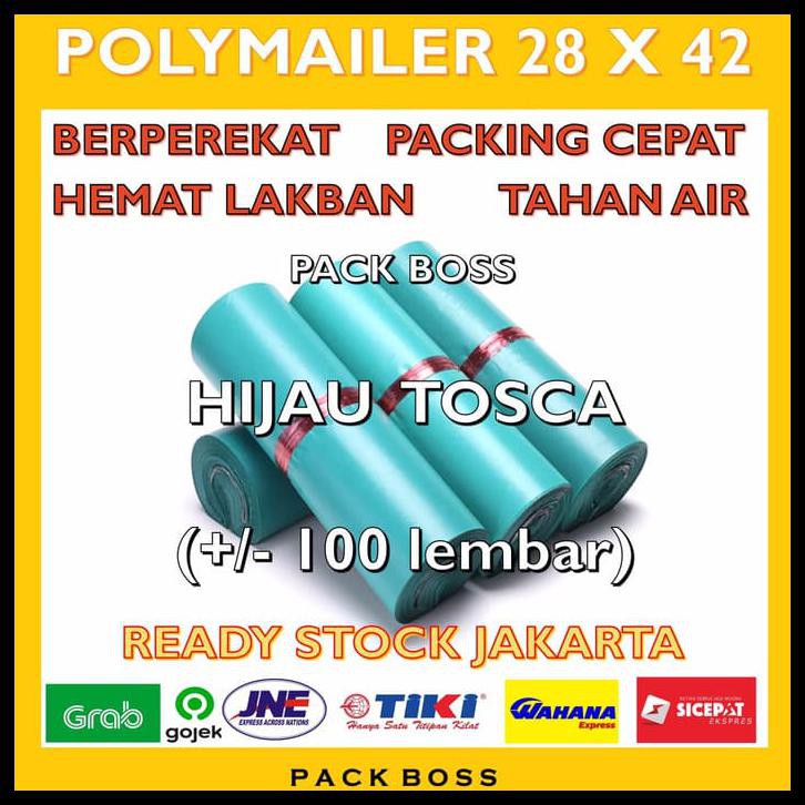 

Produk Unggulan Polymailer Hijau Tosca 28X42 (+/-100Pcs) Packaging Plastik Online Shop