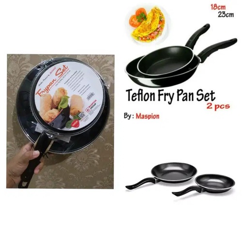 Maspion Wajan Penggorengan Teflon / Frypan Set 2 Pcs 18 cm &amp; 23 cm