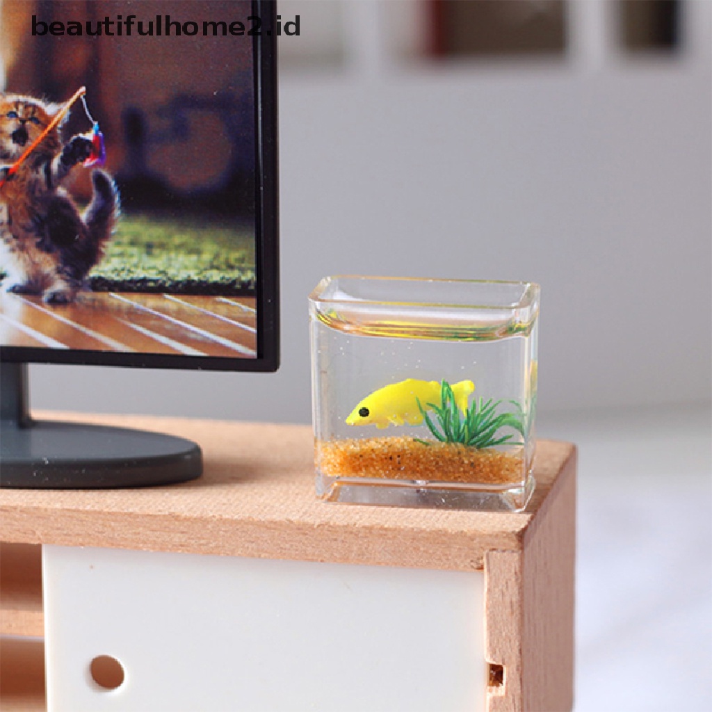 (beautifulhome2.id) Miniatur Akuarium Ikan Bahan Kaca Untuk Dekorasi Rumah Boneka