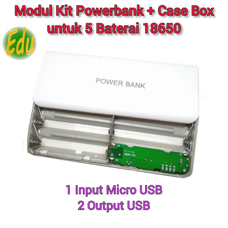 Modul Kit Powerbank DIY Dual Output USB + Case Box Untuk 5 Baterai 18650