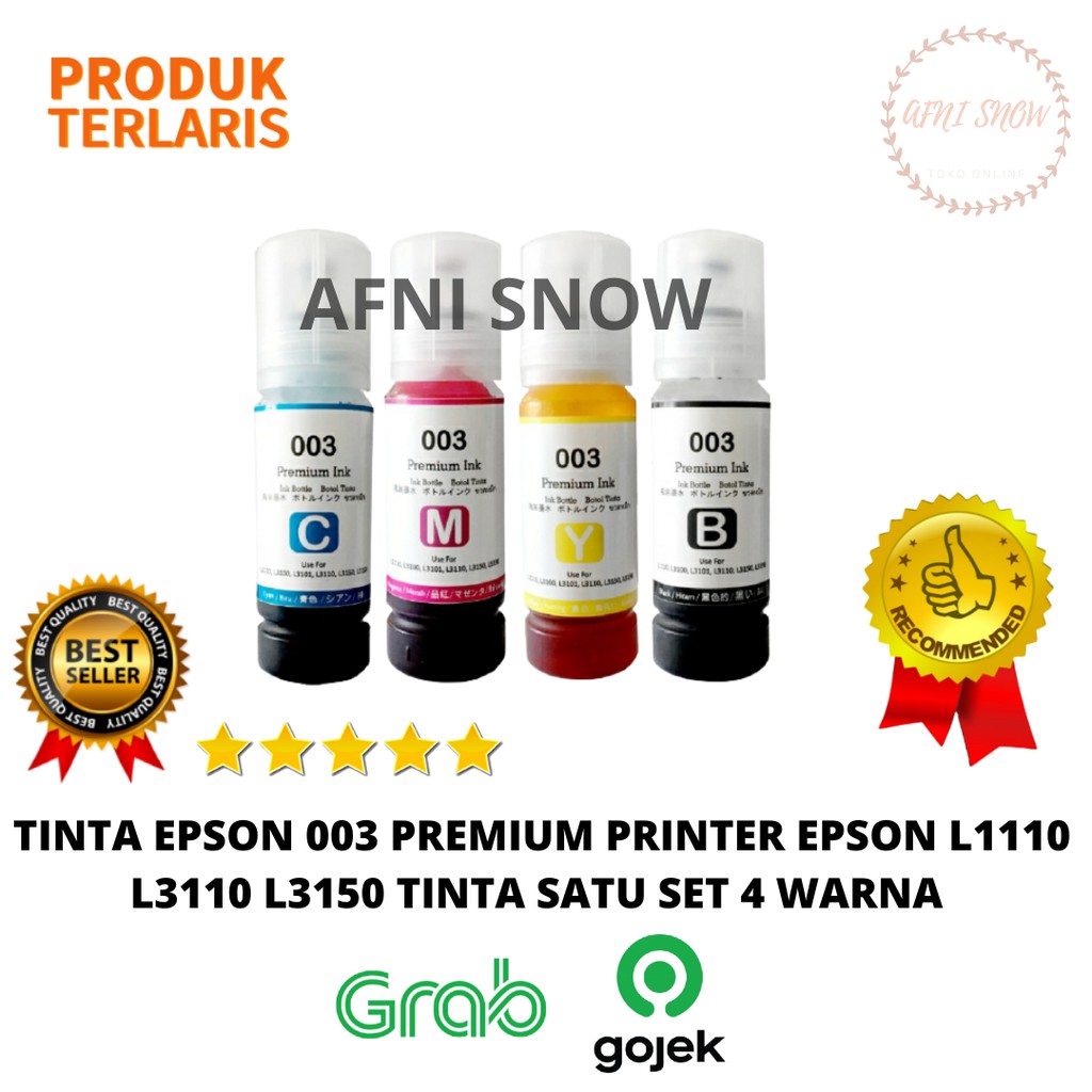 Tinta 003 Premium Refill Printer Epson L1110 L3110 L3150 L4150 L6190 - Satu Set 4 Warna