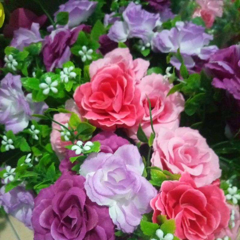 bunga mawar plastik artificial besar x7