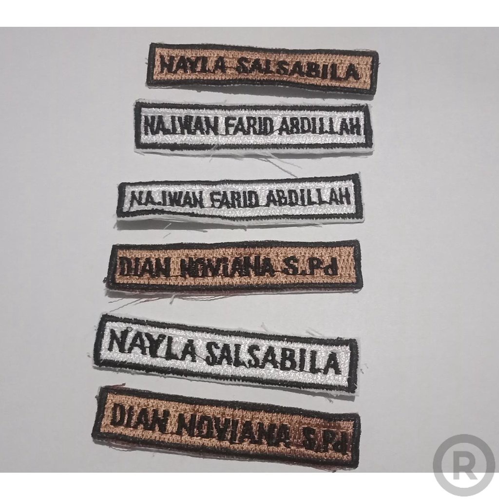 

NAMETAG/PAPAN NAMA SEKOLAH BORDIR CUSTOM Bordir Nama Custom