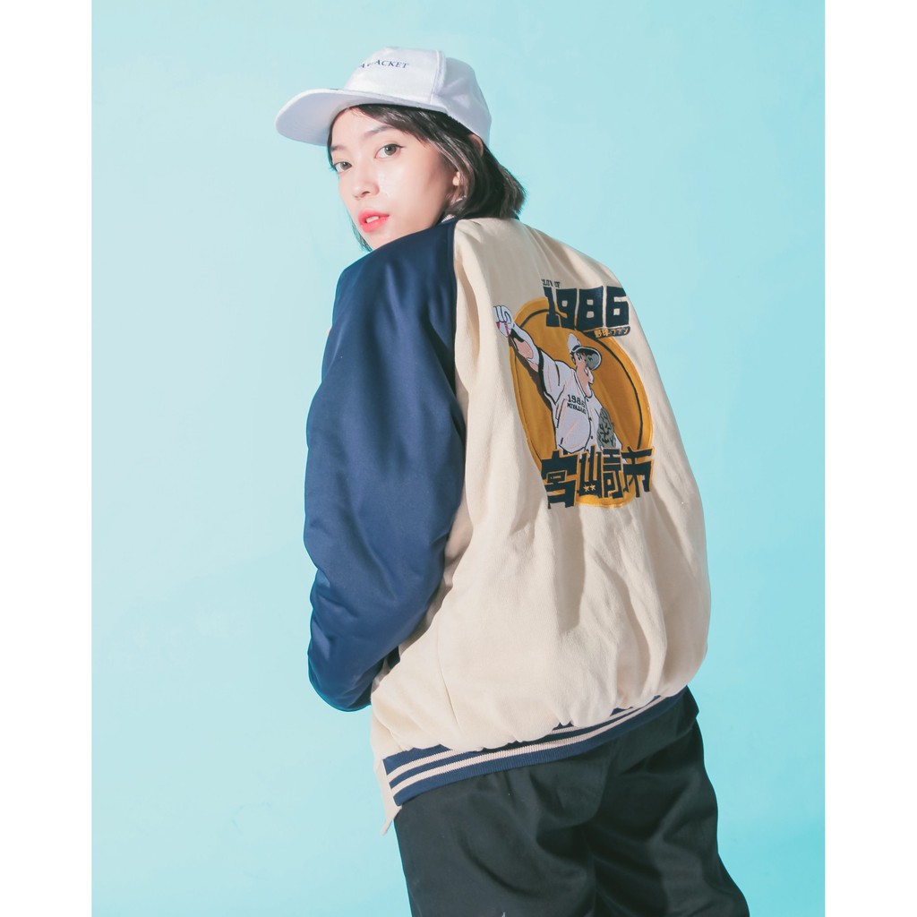 Varsity Jaket Softball Jepang Biru Navy Club of 1986 Varsity Jaket Softball Jepang Biru Navy Club of 1986