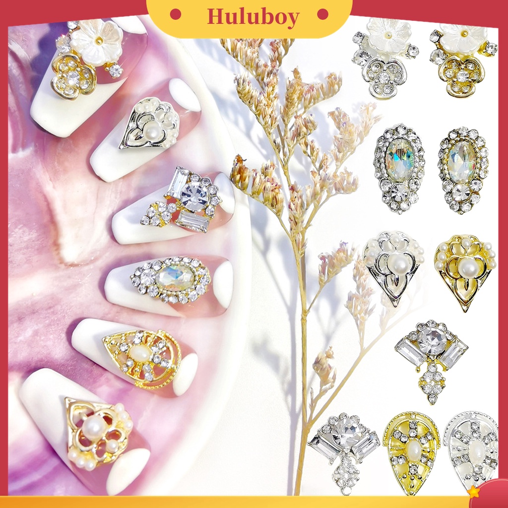 Huluboy Huluboy♡ 10pcs / Kantong Berlian Imitasi Bahan Alloy Untuk Dekorasi Nail Art