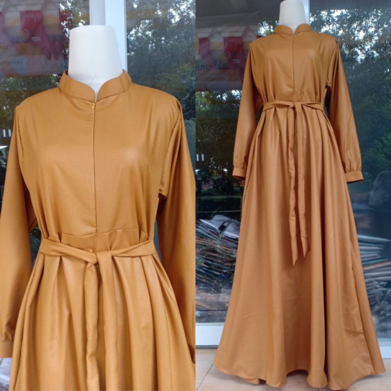 Dress Toyobo Polos Tangan Manset