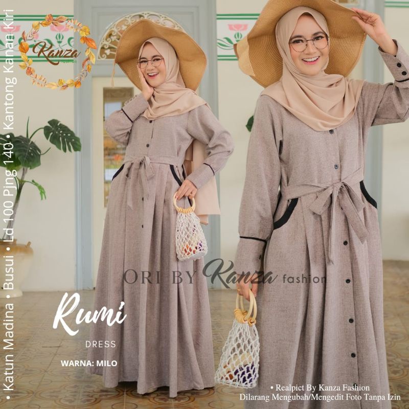 Dress Rumi Gamis Muslim Cantik Terbaru Dress Maxy Katun Madina By Kanza