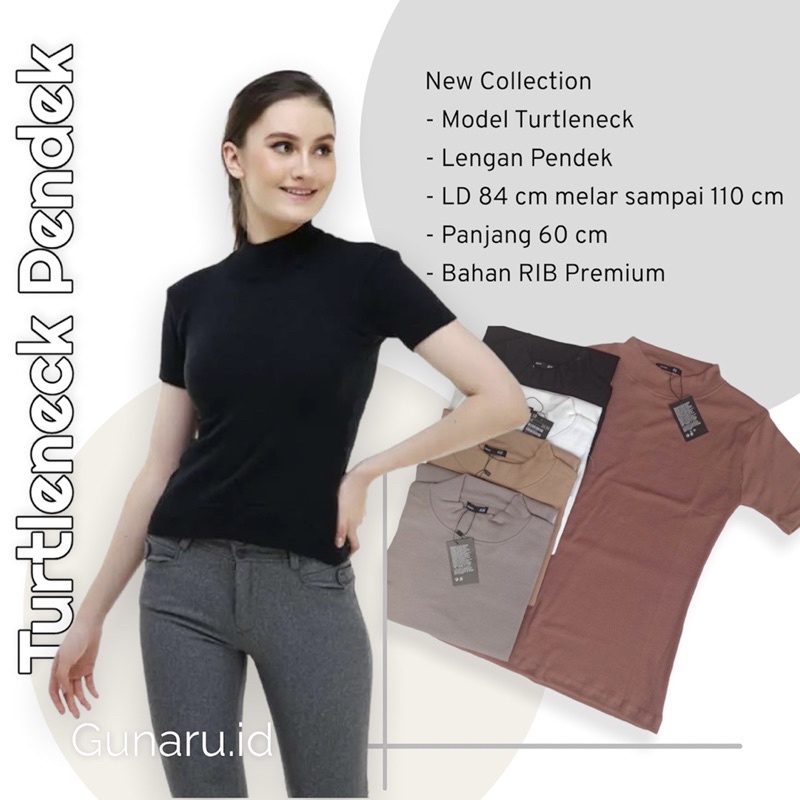 Turtleneck lengan pendek / Turtleneck pendek Wanita / Atasan Wanita Fashionable