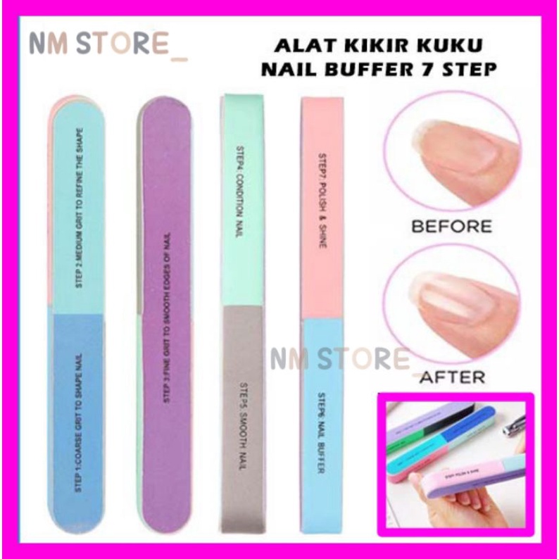 Nail Buffer 7 Steps Alat Penghalus Kuku Amplas Kikir Nail Art Manicure Pedicure Perawatan Pengkilap