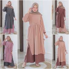SANITA SET Bahan Crepe Setelan Wanita Muslim Setelan Wanita Murah Set Syari Setelan Wanita Terbaru