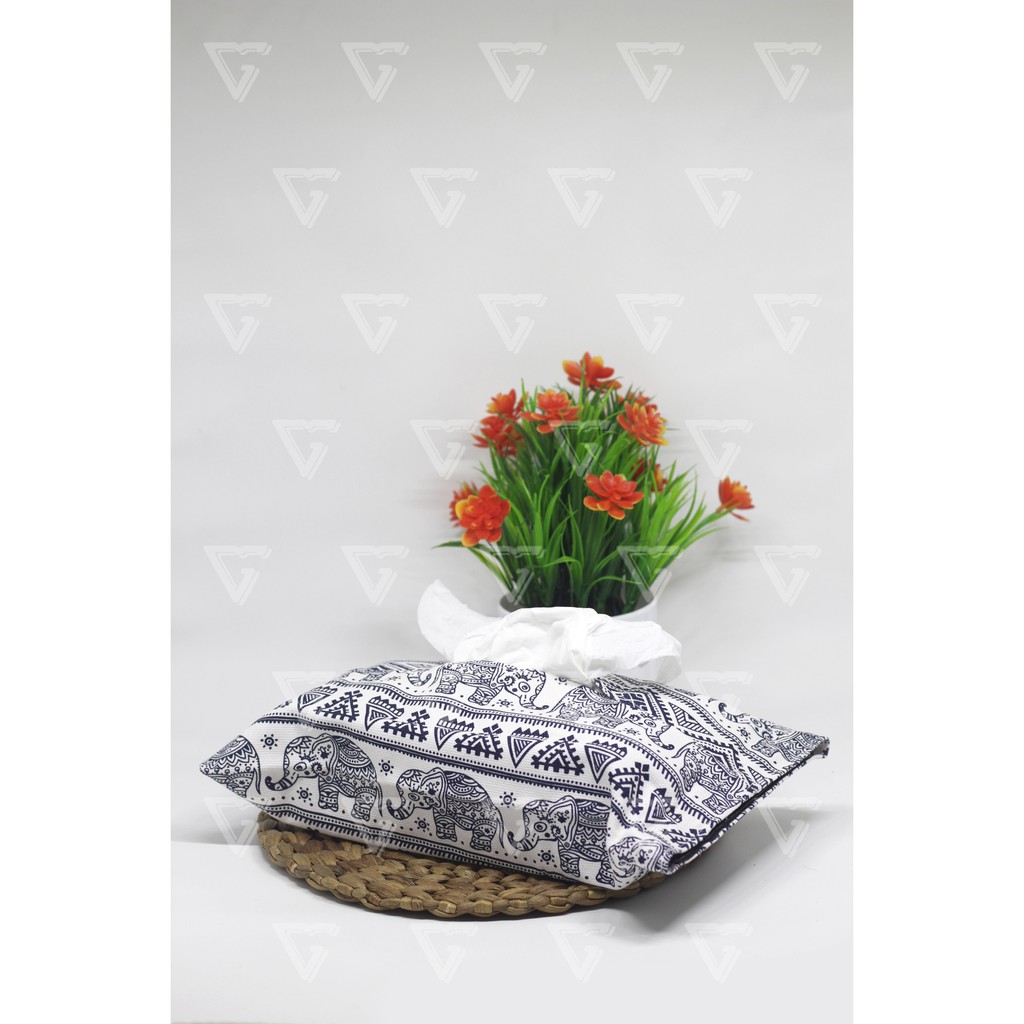 Tempat Tisu -Sarung Tisu - Cover Tissue - Box Tisu Kanvas - Wadah Tisu Motif GAJAH