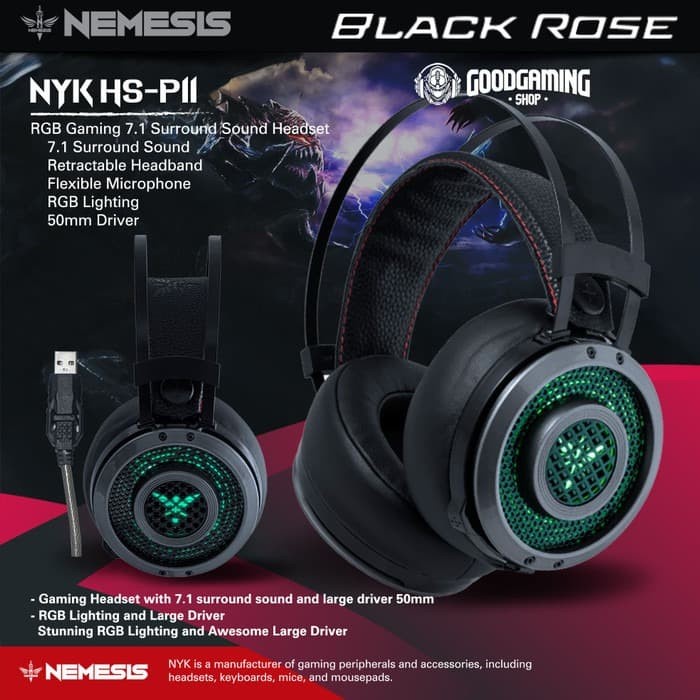 NYK HS-P11 Gaming Headset USB 7.1 Surround RGB LED