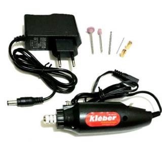 Mini Drill + 4 mata, Alat Poles dan Bur untuk Veneer / Vinir Gigi, Adaptor 12v.