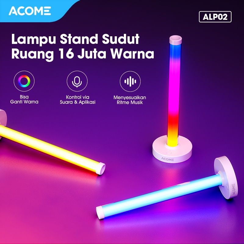 ACOME ALP02 Lampu Stand Sudut Ruang 16 Juta Warna White ORIGINAL