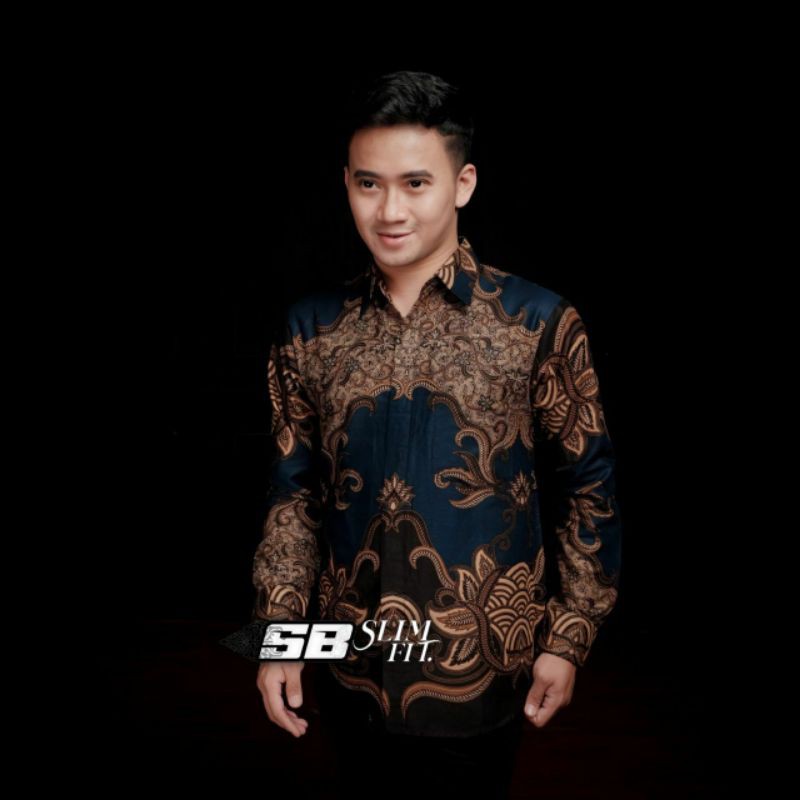 Batik Pria Lengan Panjang BATIK BERKAH HRB026 motif KERATONAN Kode 002 size M L XL XXL Reguler