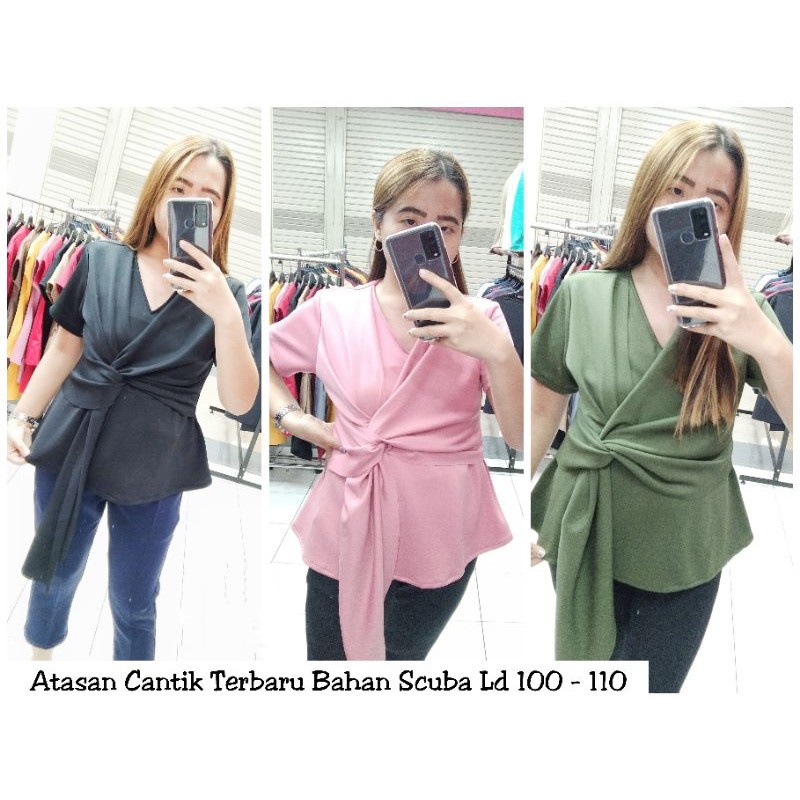 Atasan Scuba Atasan Wanita Blouse Wanita Atasan Lengan Pendek Atasan Best Seller Atasan Jumbo