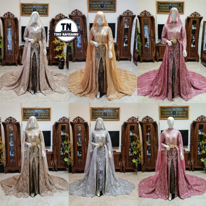 kebaya pengantin berekor | wedding dress | baju akad | ballgown