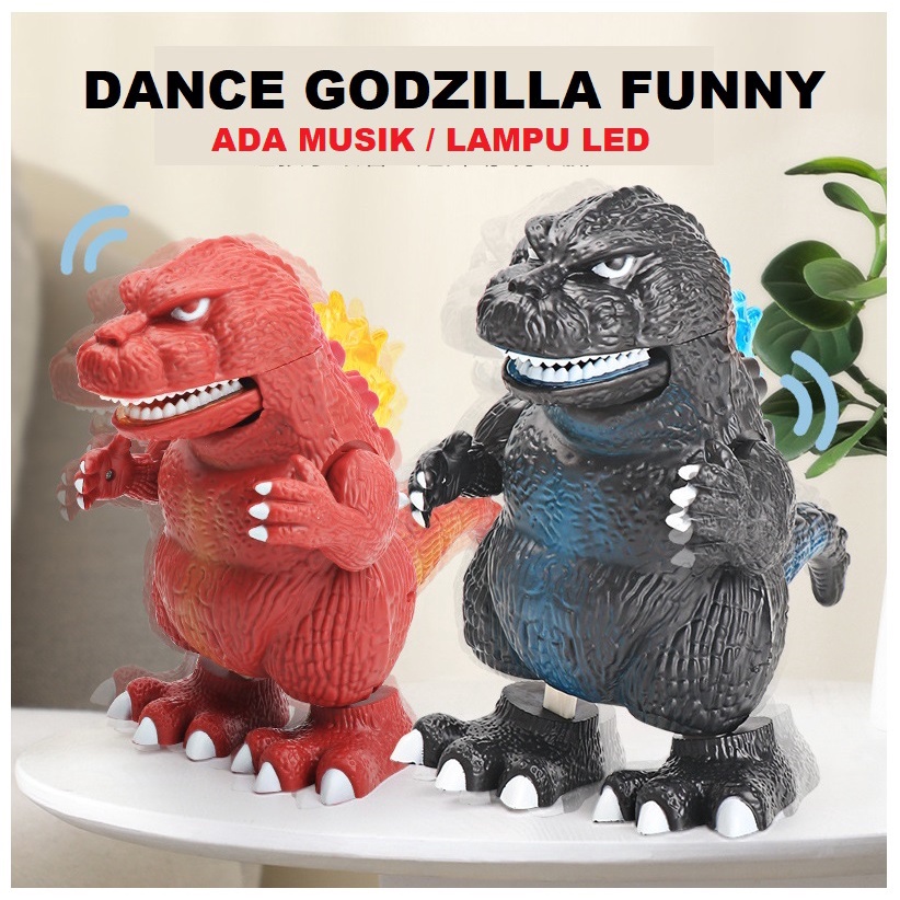 MAINAN ANAK ROBOT DANCE GODZILLA HITAM DANCING MAIN BAYI FIGURE DINO DINOSAUR GOZILLA WALKING GOYANG