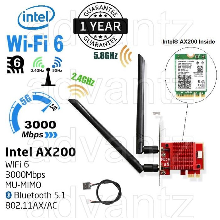 DIEWU WiFi 6 Adapter Card Network Wireless Bluetooth PCIE Intel AX200