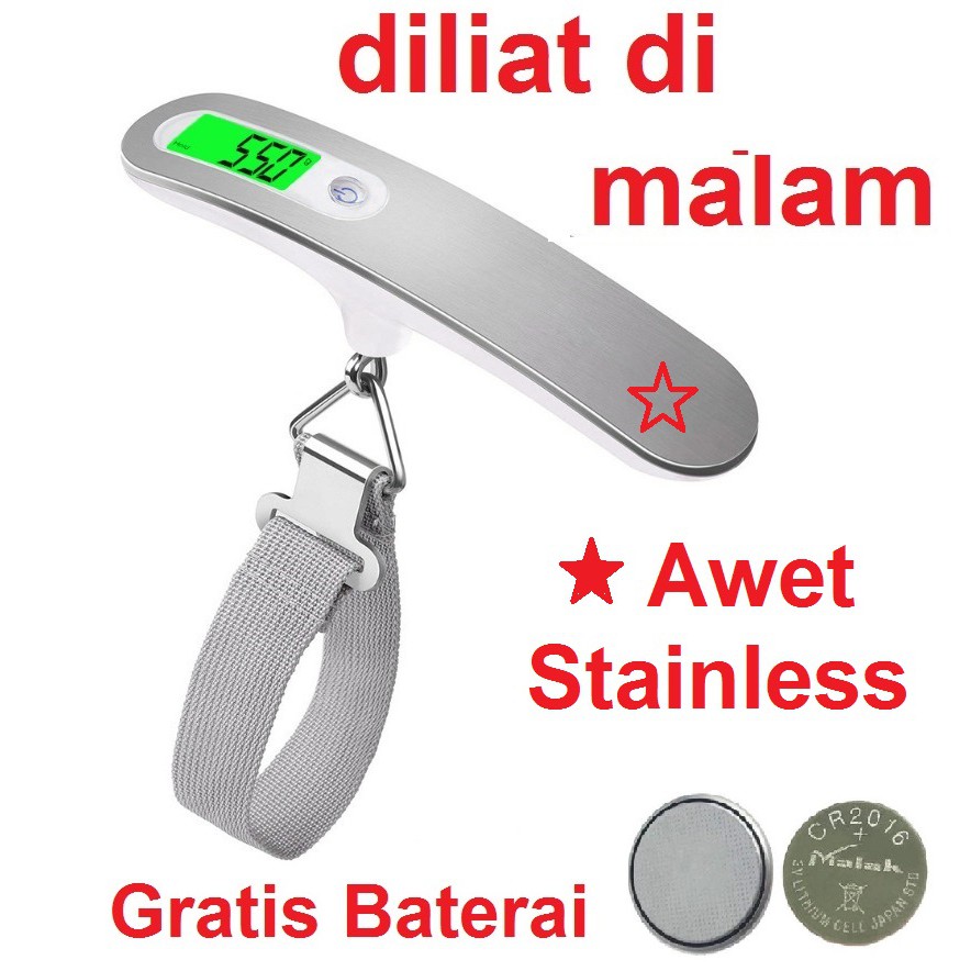 Timbangan Koper Tas Bagasi Gantung Travel 50kg Digital Luggage Scale Portable Stainless Steel