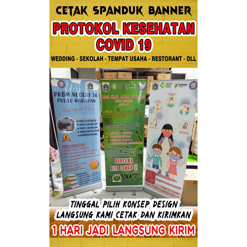 Banner Protokol Kesehatan, Spanduk Prokes Wedding Banner Protocol Covid19 Anak Sekolah Baner Spanduk