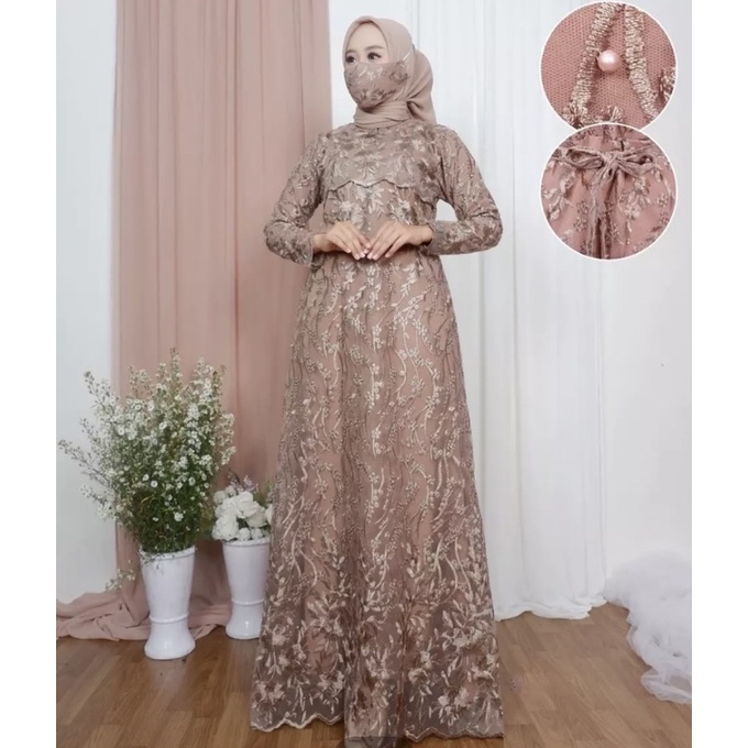 (COD) GAMIS RATU MODERN/Gamis pesta ratu/Kebaya gamis terlaris/gamis kondangan/gamis muslimah