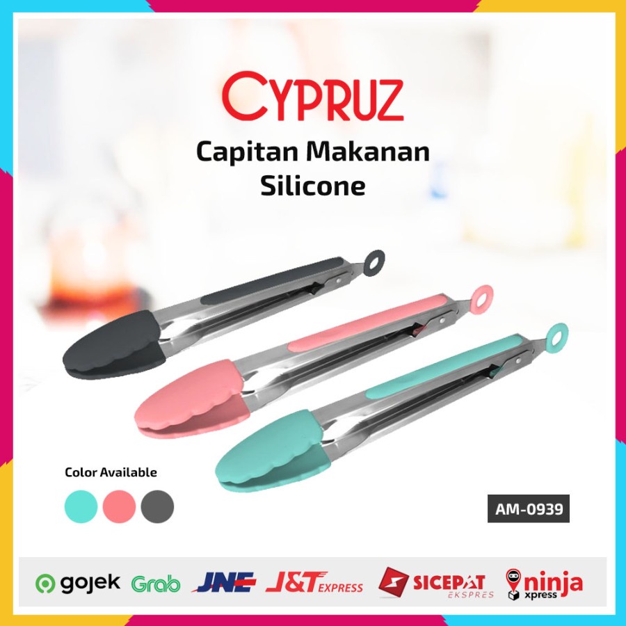 Cypruz Tongs Silicone / Capitan Makanan Food Grade AM-0939 - Abu-abu