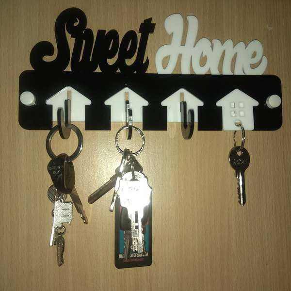 Rak Gantungan Kunci Set Vintage Tempel Dinding Tanpa Paku Motif Sweethome Gl023