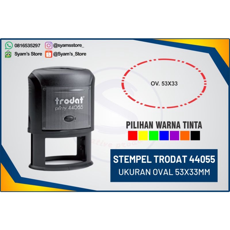 

Stempel TRODAT 44055, stempel oval warna otomatis,logo, dll